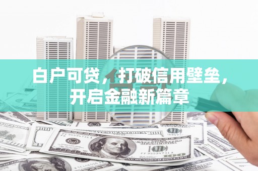 五河白户可贷，打破信用壁垒，开启金融新篇章